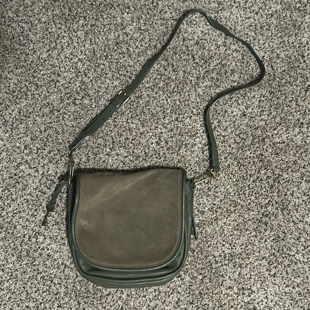 Fossil Crossbody Purse - Olive Green - Suede& Leather